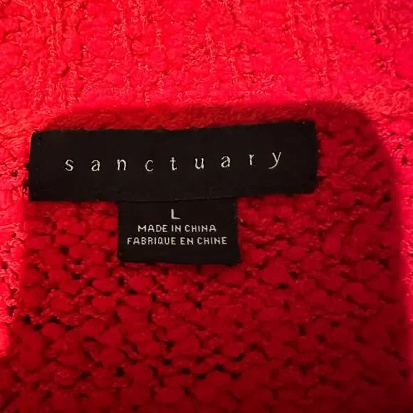 SANCTUARY Women's Popcorn Crew Neck Sweater Size L In Red - Picture 5 of 9